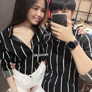 Sơ mi sọc đôi kèm hình chụp thật
