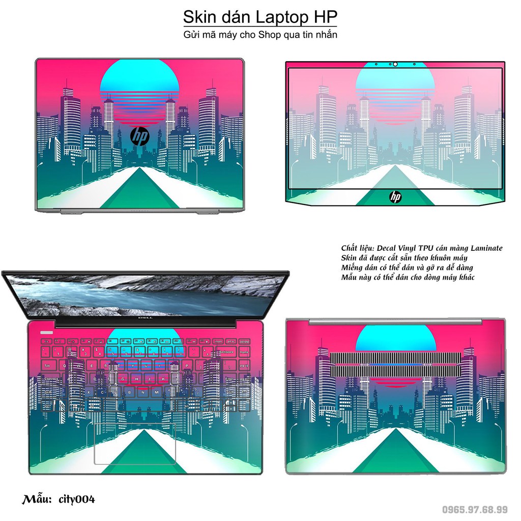 Skin dán Laptop HP in hình thành phố (inbox mã máy cho Shop)