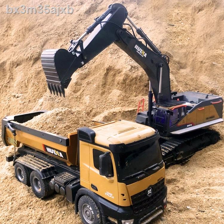 Huina 592 điều khiển từ xa máy xúc hợp kim mô hình xe máy xúc điện lớn đồ chơi trẻ em nam