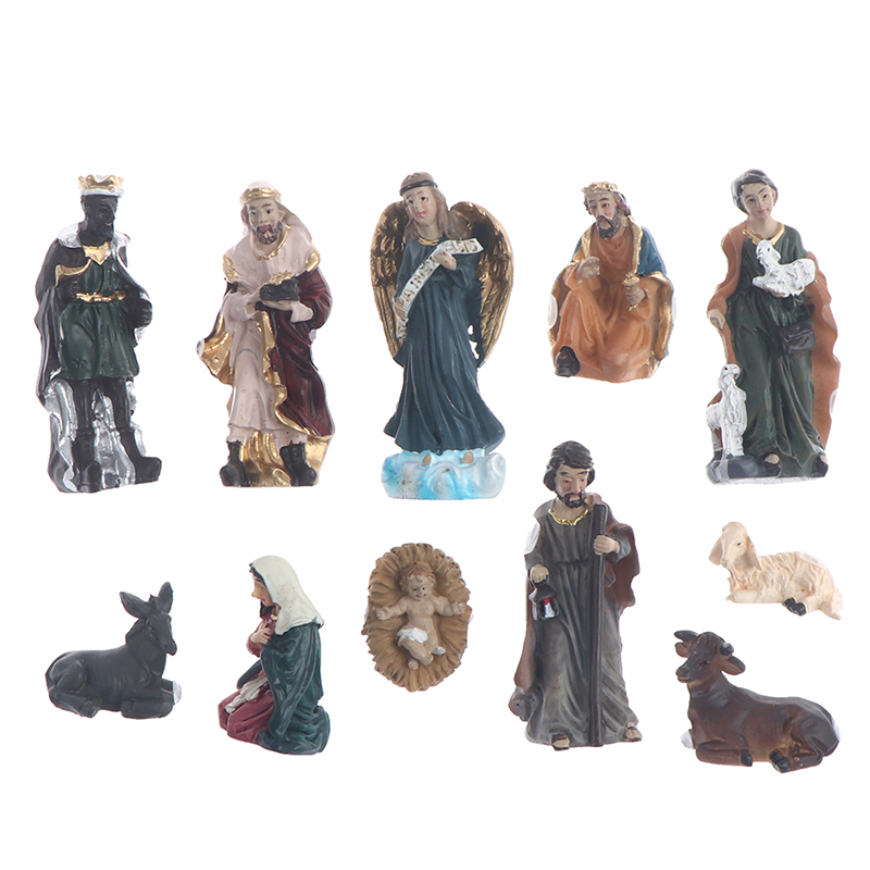 FAVN Bless 1Set Christ Birth of Jesus Ornament Nativity Scene Manger Decor Catholic Statue Glory