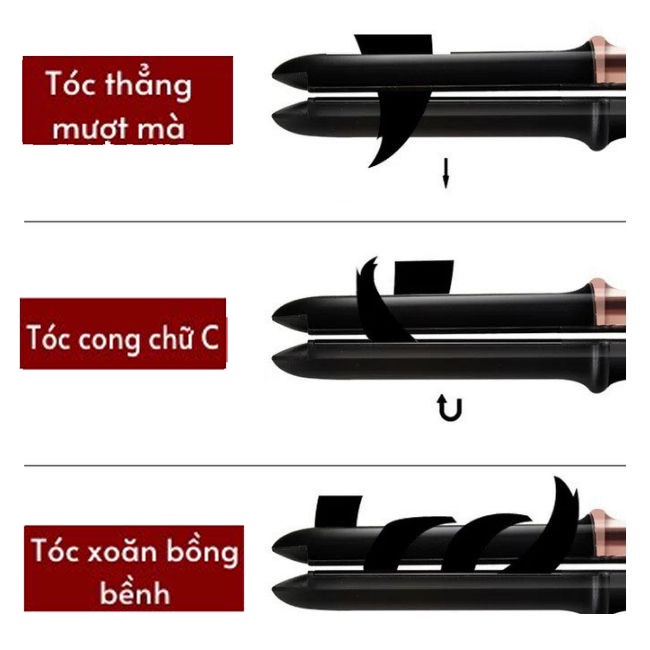 Máy ép duỗi tóc, là tóc, uốn xoăn tóc cao cấp - May uon toc 2 trong 1 Kailexin điều chỉnh 4 nhiệt độ