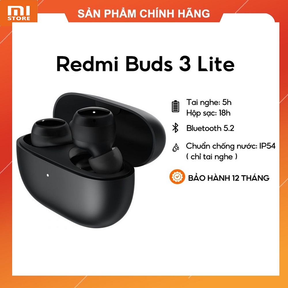 Tai nghe Xiaomi Redmi Buds 3 Lite Đen (BHR5489GL) - Chính hãng bảo hành 12 tháng