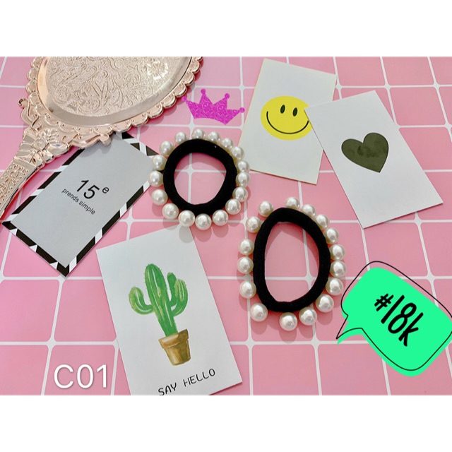 [Hot] Set 2 cột tóc đính hạt trai nhân tạo