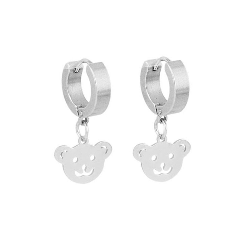 Bông Tai Bằng Thép Titan Hình Gấu Phong Cách Hip Hop Cá Tính