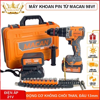 Máy Khoan Pin MACAN 3 Chức Năng 21Vf, Máy Khoan Từ 13ly Không Chổi Than Kèm Phụ Kiện