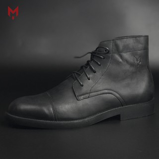 Giày cao cổ nam da bò sáp ngựa điên cao cấp iron boots MAD black phong cách bụi bặm