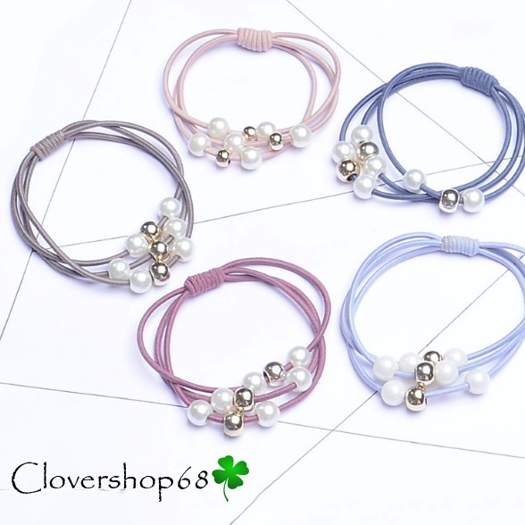 Buộc tóc đính đá nhân tạo 3 dây   Clovershop68