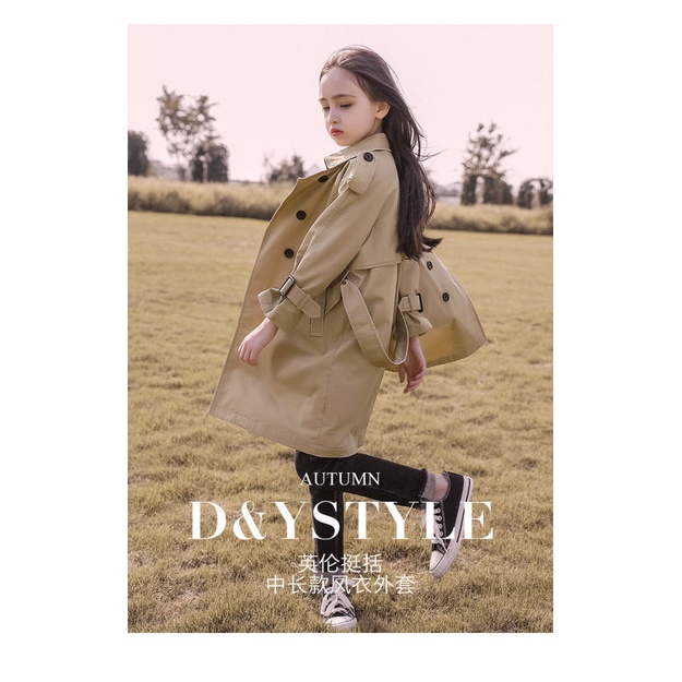 Áo Khoác Dáng Dài Phong Cách Anh Quốc Thời Trang Mùa Thu Dành Cho Bé Gái 2022