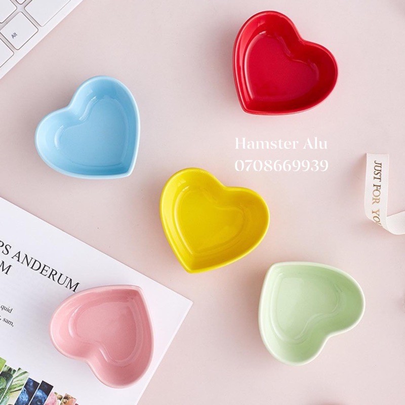 Chén ăn sứ cho Hamster hình Tim