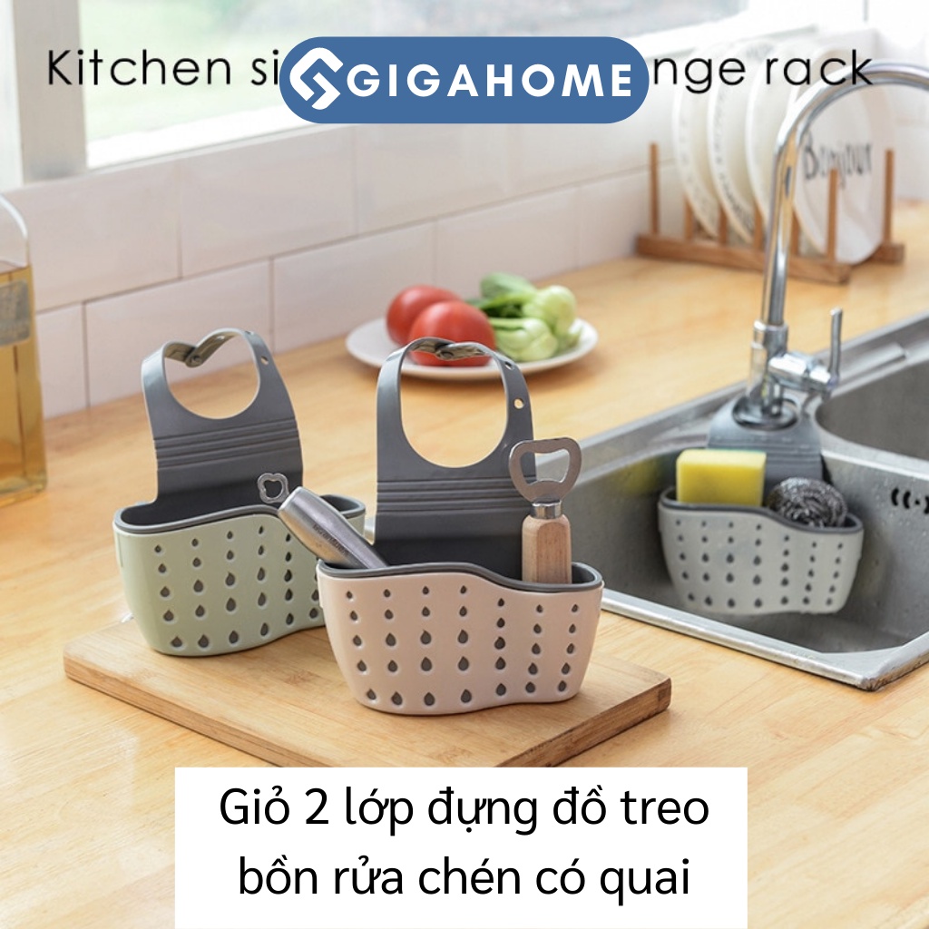 Giỏ Nhựa Đựng Đồ Treo Bồn Rửa Chén 2 Tầng GIGAHOME Hình Giọt Nước 9814