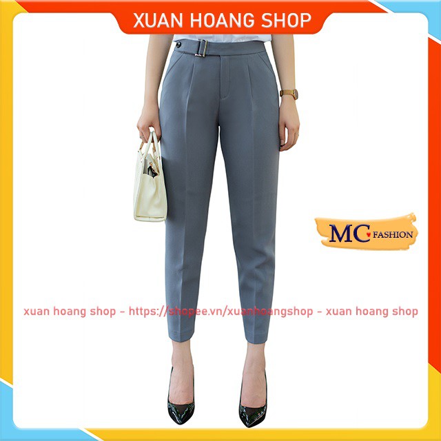 Quần Tây Nữ Baggy Lưng Cao Kiểu Âu Công Sở Mc Fashion, Xanh Tím Than, Đen, Ghi Xám Tàn, Size Đủ, Vải Co Giãn Đẹp Q0406