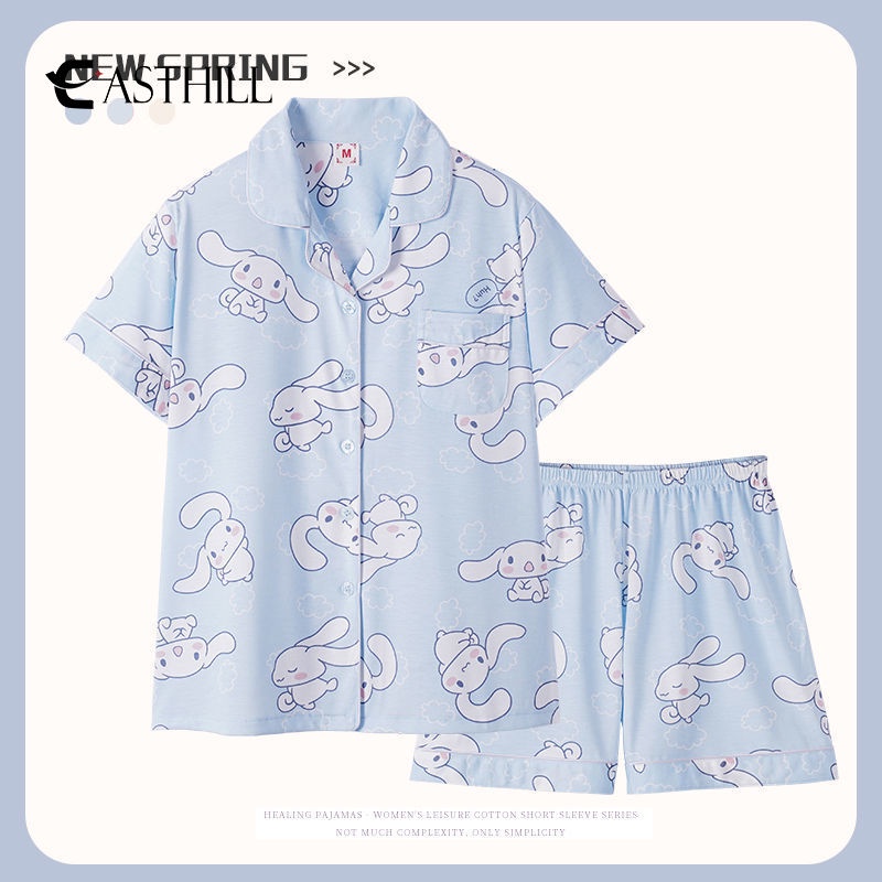 SANRIO Bộ Đồ Ngủ Tay Ngắn In Hình Cinnamoroll Dễ Thương Thời Trang Mùa Hè 2022 Dành Cho Nữ