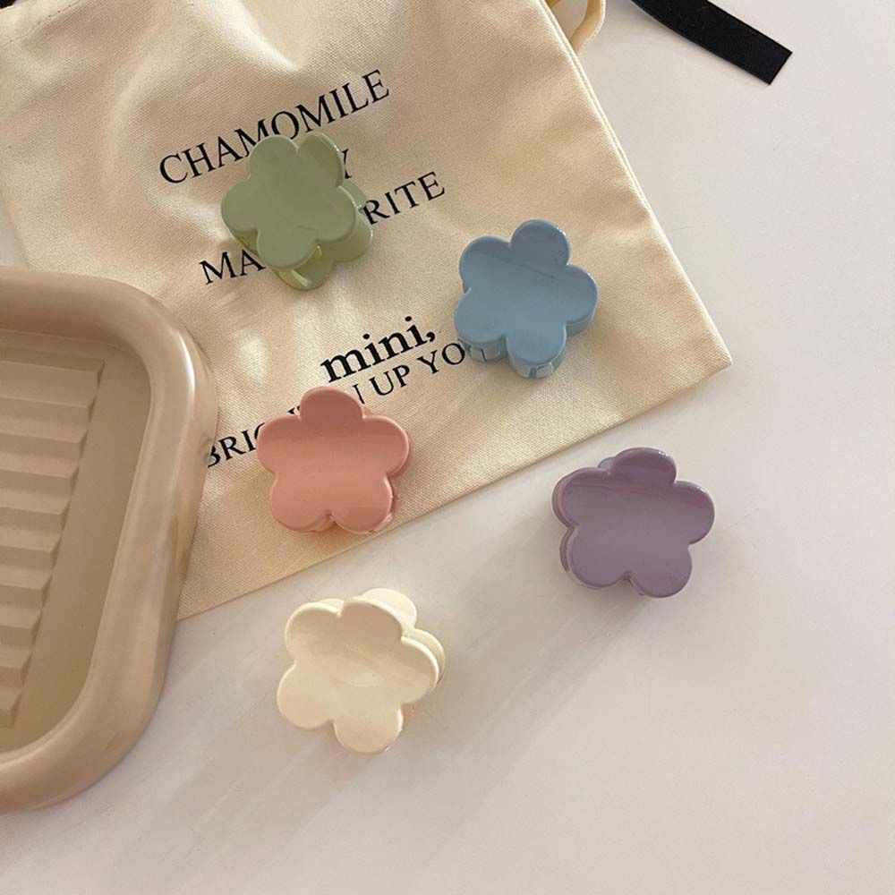 Kẹp gắp tóc càng cua acrylic mini màu trơn họa tiết hoa phong cách Hàn Quốc dễ thương cho nữ