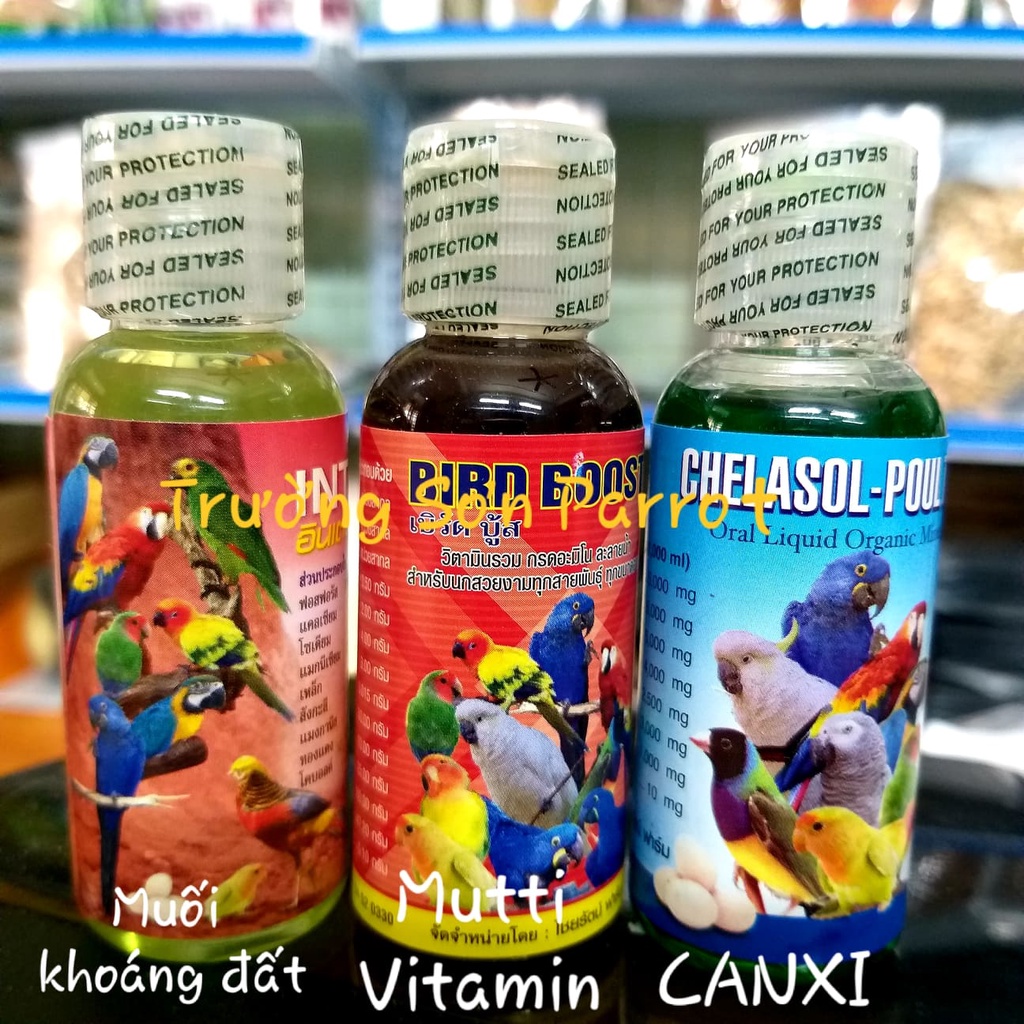 Khoáng canxi CHELASOL POUL TRY Thái chuyên dùng cho vẹt, chim cảnh, gia cầm (10ml / 100ml)