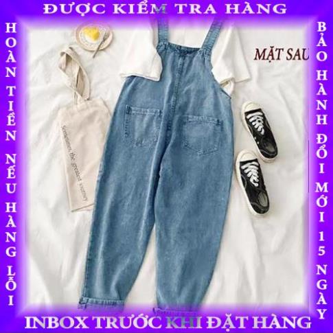 Yếm jean dài nữ trơn JL JohnsonLi , phong cách ulzzang hàn quốc J01 dongthao