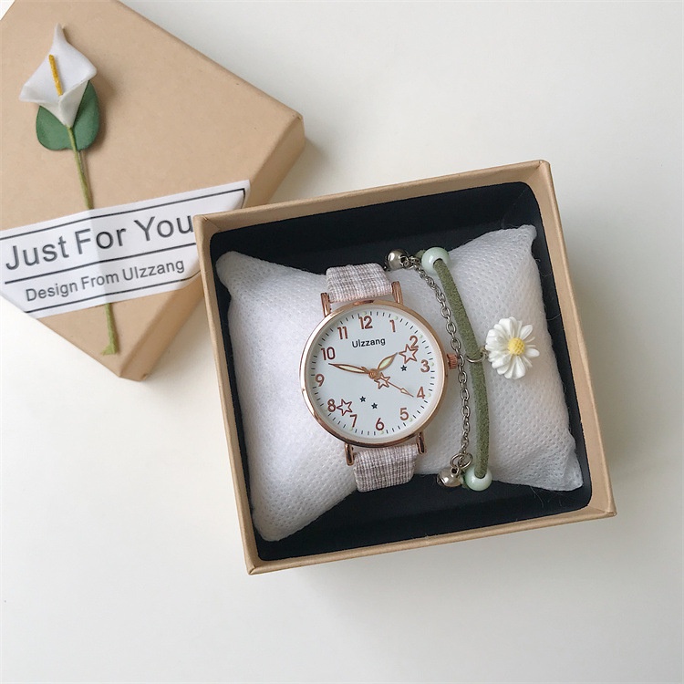 Đồng Hồ Thời Trang Họa Tiết Kẻ Sọc Phong Cách Hàn Quốc