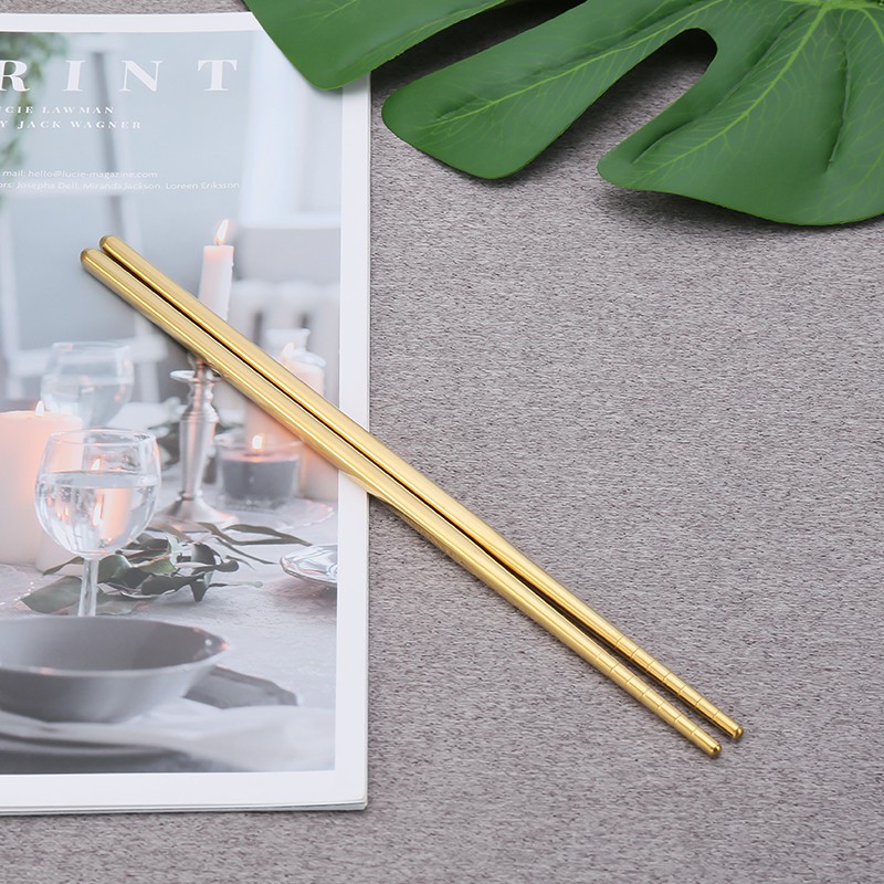 Ready Stock High-Grade 304 Stainless Steel Chopsticks Korea Sell Well ChopsticksTitanium Gold Titanium Silver Colorful Chopsticks