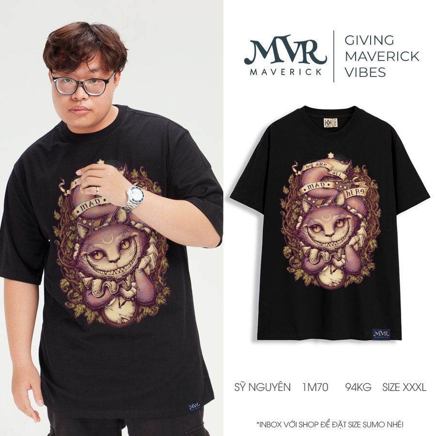 Áo thun tay lỡ Unisex cotton thoáng mát cheshire mèo MVR KK4024