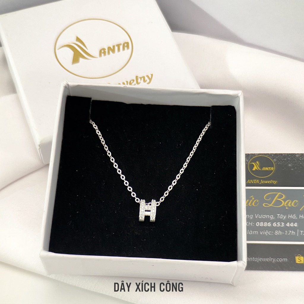 Dây chuyền bạc Ý 925 mặt chữ H cao cấp đính đá pha lê sang trọng ANTA Jewlery - ATJ5502-D