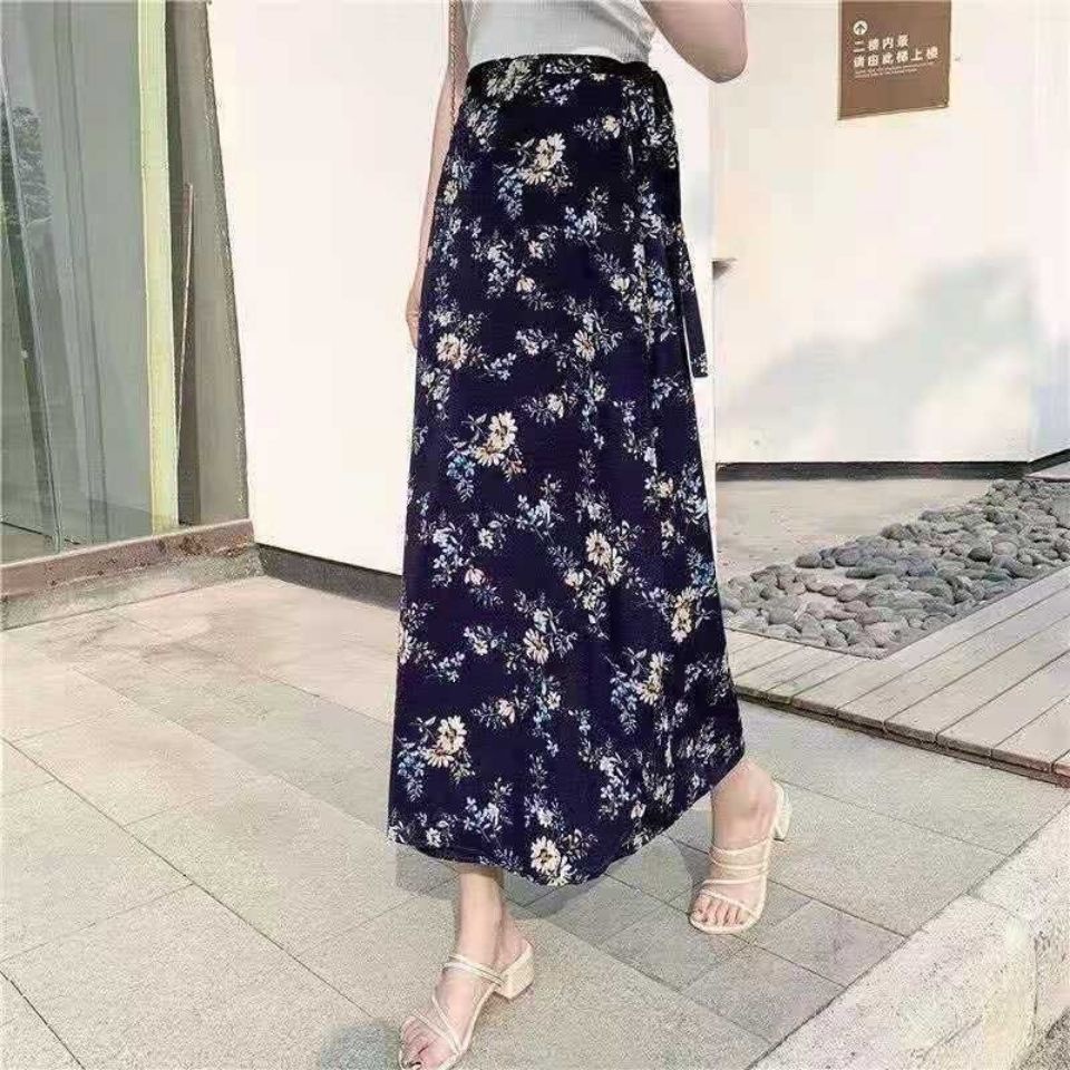 Chân váy chữ A in hoa vải voan thời trang cho nữ