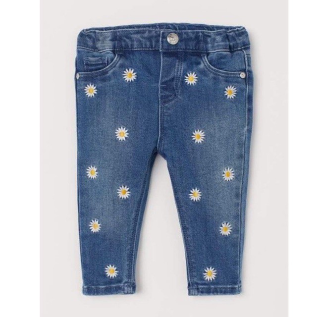 quần jean hoa cúc chuẩn auth H&amp;M Uk sz18-24/2-3y