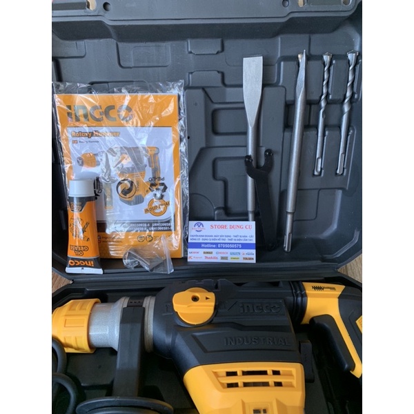 1500W Máy Khoan Đục Bê Tông INGCO RH150028 | Đầu gài SDS, khoan tối đa bê tông 32mm