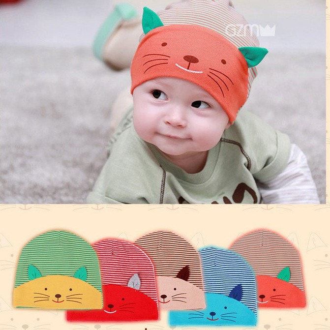 Mũ cho bé kẻ hình tai mèo cho bé từ 6-24 tháng