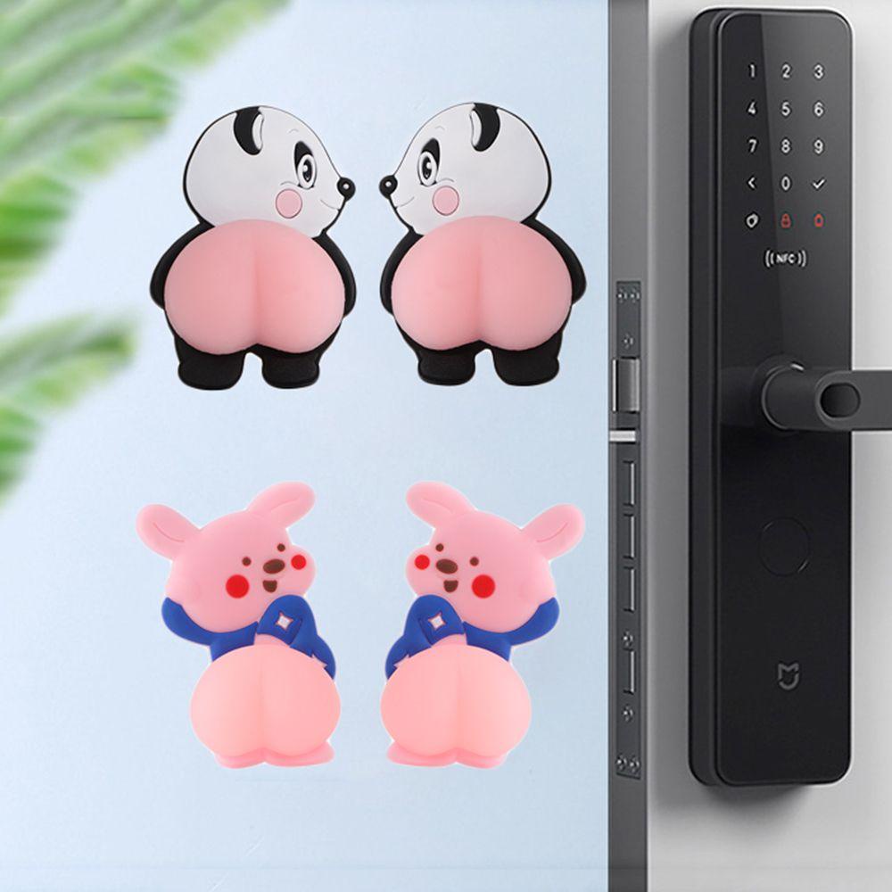 DORAW 1 Cặp Miếng Dán Chặn Cửa Xe Hơi Chống Va Chạm Hình Động Vật Hoạt Hình Dễ Thương
