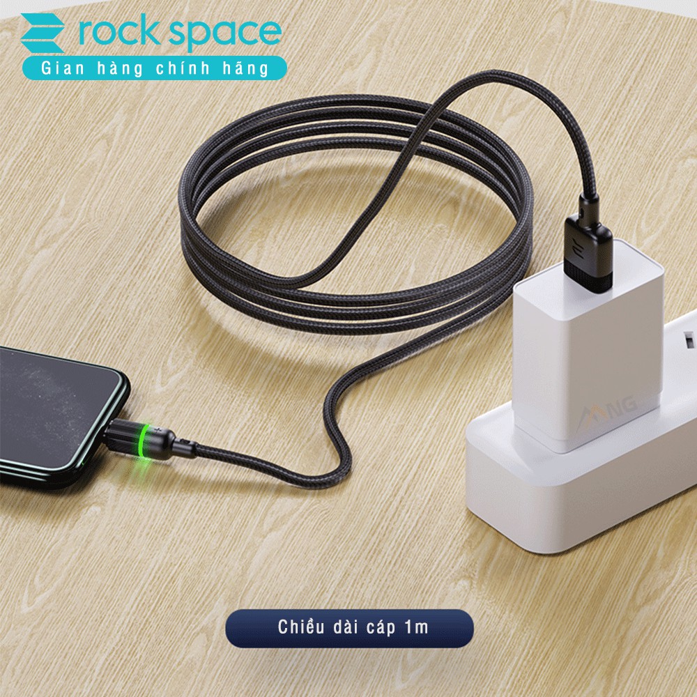 [Mã 2404EL10K giảm 10K đơn 20K] Cáp sạc iphone chính hãng Rockspace tự ngắt R10