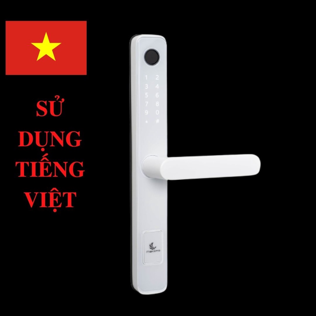 Khóa cửa vân tay MAKOTO sử dụng Tiếng Việt, Ổ khóa thông minh Alulock bảo hành 1 đôi 1 trong 24 tháng.
