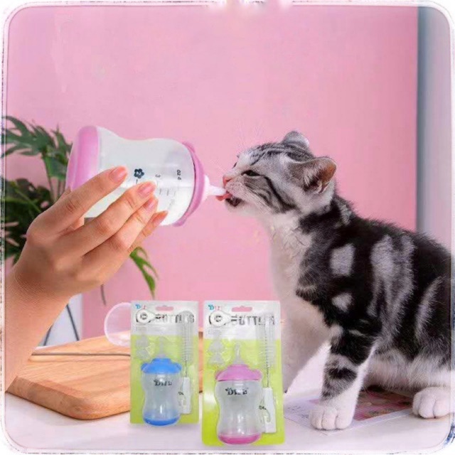 Set Bình Ti Sữa Chó Mèo Sơ Sinh 3 đầu thay