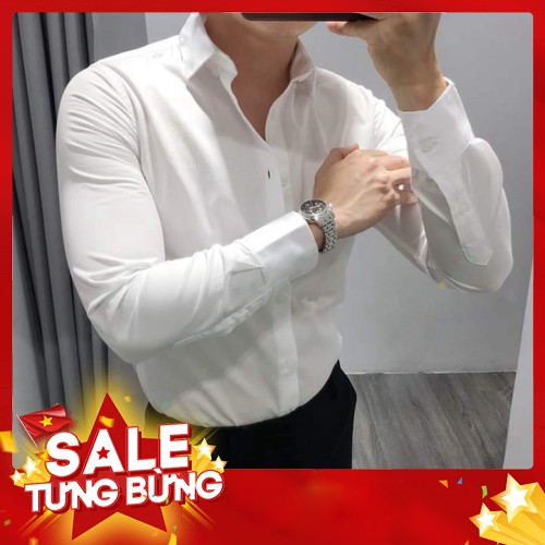 Áo Sơ Mi Lụa Nam Đẹp, Sơ Mi Nam Trắng Cao Cấp Trắng, đen, chất lụa, công sở, hàng hiệu - Hàng nhập khẩu