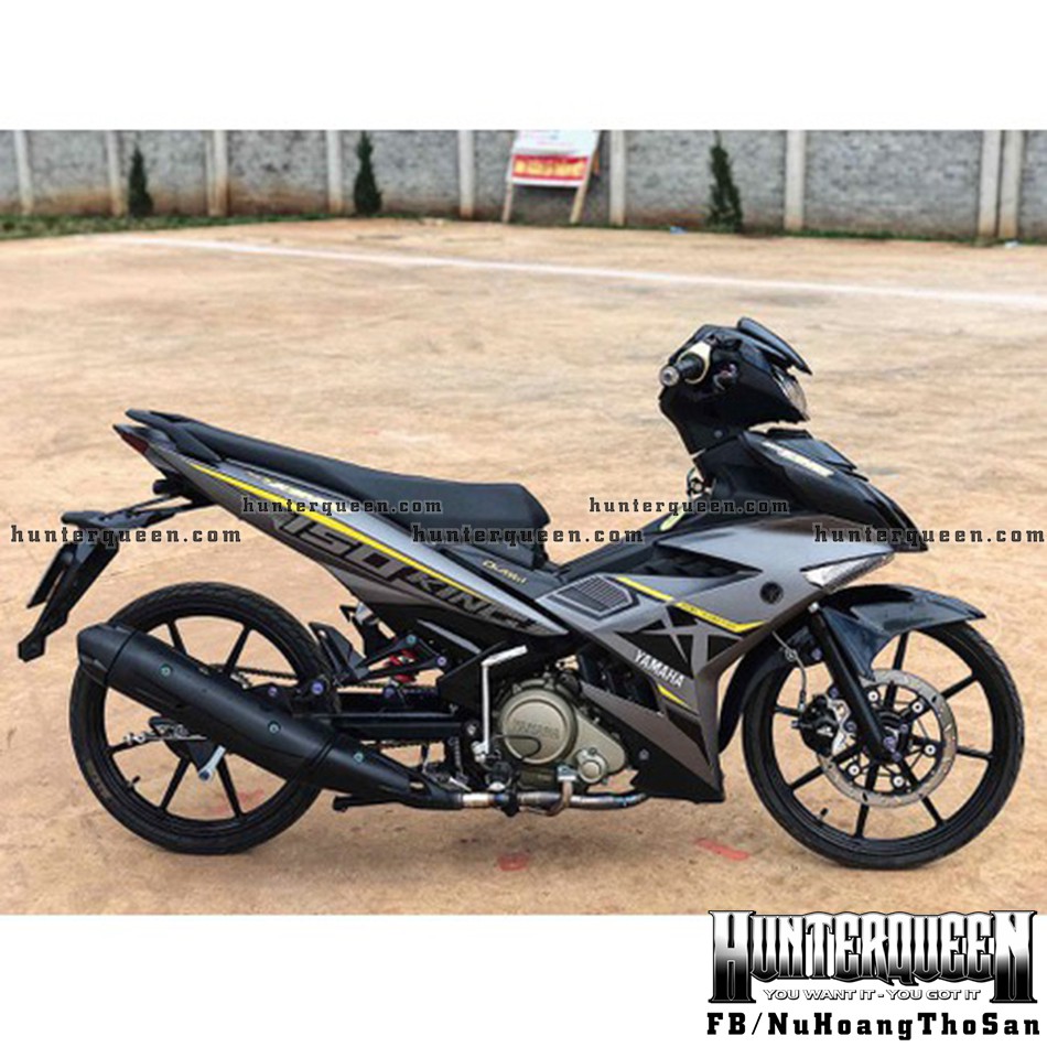 Tem Exciter 150. Tem rời MX King chỉ vàng, NHÁM, dán xe xám mặt nạ đen. Xe màu khác vui lòng inbox
