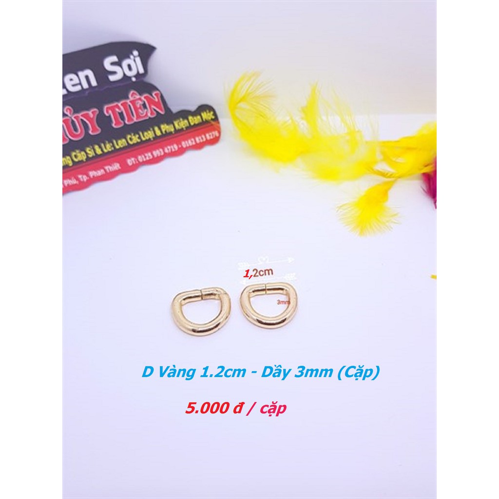 D Vàng 1.2cm - Dầy 3mm (Cặp)