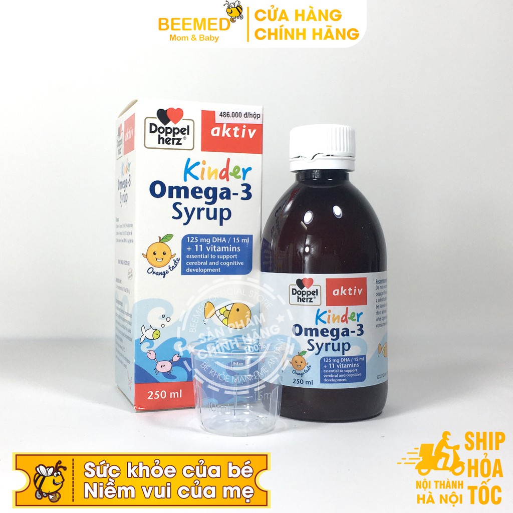 Kinder Omega 3 syrup Bổ sung Omega DHA cho bé từ dầu cá và vitamin