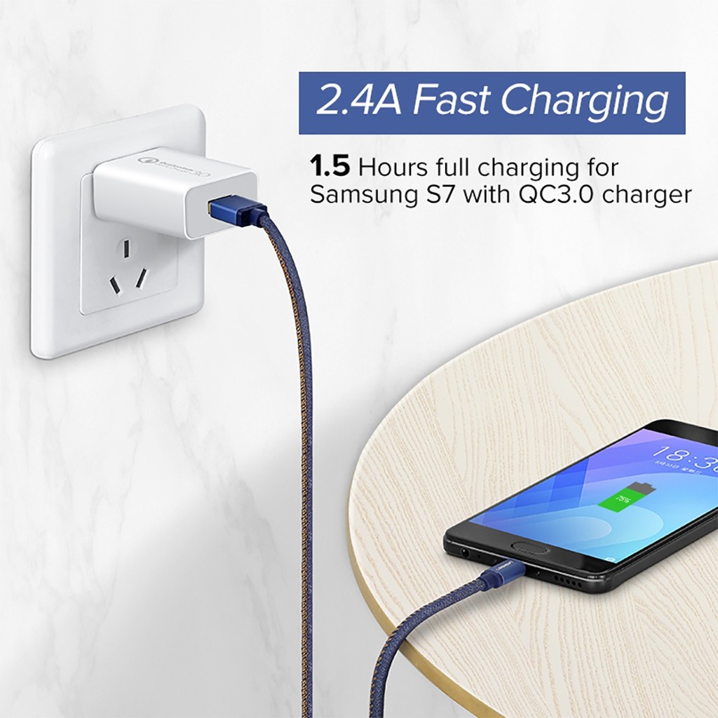 Cáp Sạc Và Truyền Dữ Liệu Micro USB Bện Jean Ugreen US246 Chính Hãng