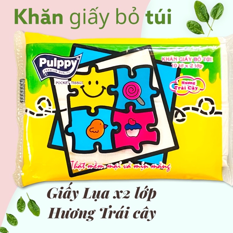 Khăn Giấy Bỏ Túi Pulppy Hương Trái Cây 1 Lốc 6 Gói 10 Tờ x2 Lớp