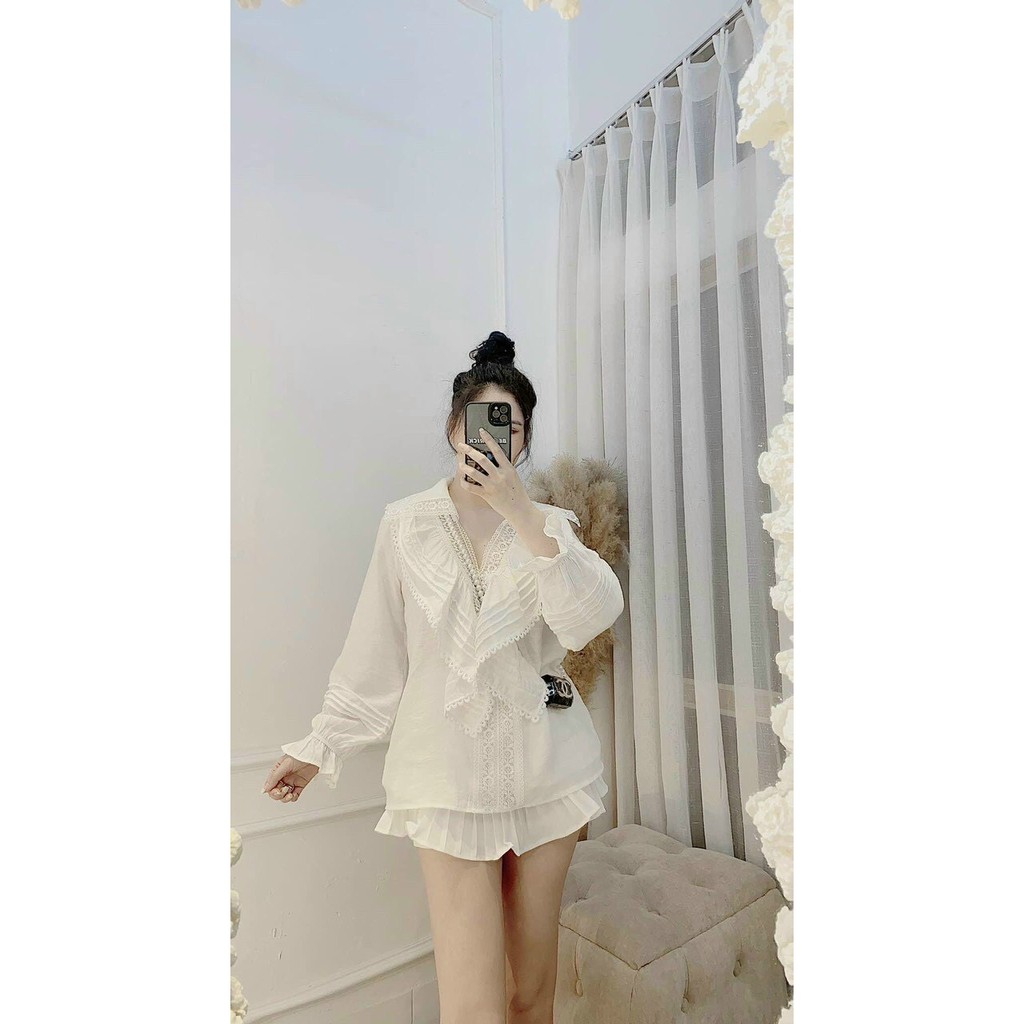 Áo sơ mi QC bèo tiểu thư cực sang chảnh , chất mềm mịn ( ảnh thật )