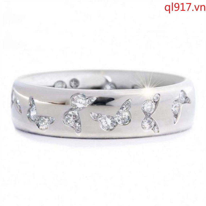 Nhẫn Cưới Hình Bướm Đính Đá Ngọt Ngào Lãng Mạn