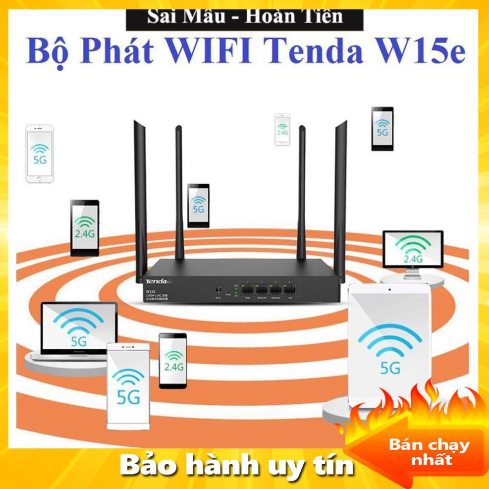 ✔️[Shop uy tín ]Bộ Phát WIFI Tenda W15e Ac1200mps Mạng Doanh Nghiệp 50 User cực mạnh - bảo hành uy tín