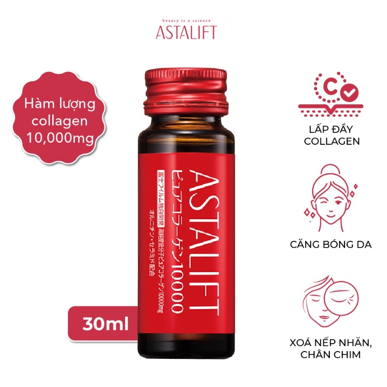Collagen Chống lão hóa chuyên sâu ASTALIFT Drink Pure Collagen 10.000mg (Hộp 10 chai x 30ml)