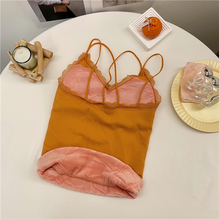 Áo Lót Dây Nhung Dày Dặn Giữ Nhiệt Mùa Thu Hàng Mới Với Đệm Ngực