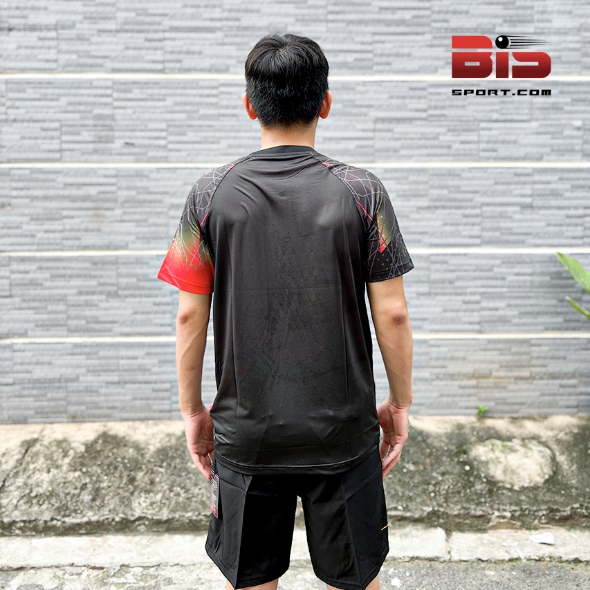 Áo Bóng Bàn Thun Butterly Đen Đỏ - Cao Cấp Chính Hãng - Loại Không Cổ - Chất Vải Thoáng Mát - Siêu Thấm Hút Mồ Hôi