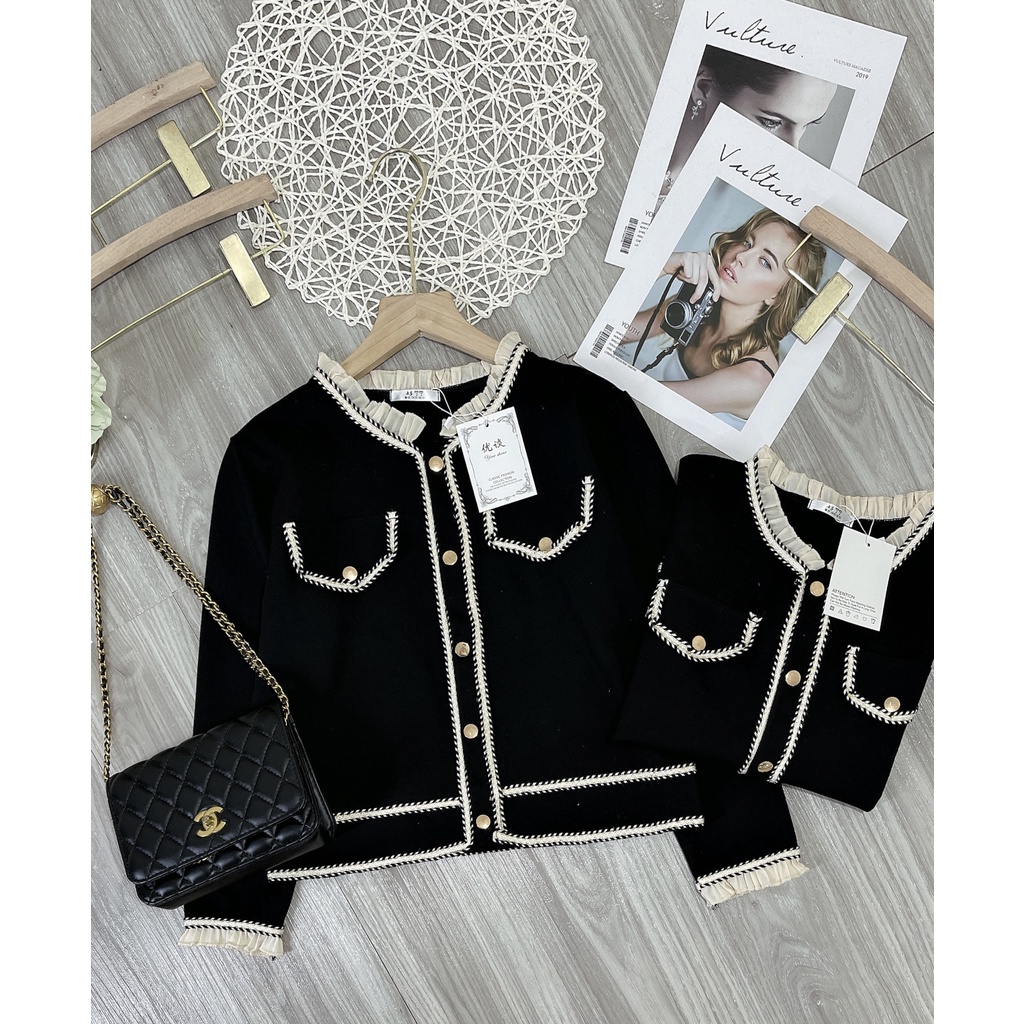 Áo khoác nhung viền thừng túi hộp cổ bèo áo kiểu nữ công sở | BigBuy360 - bigbuy360.vn
