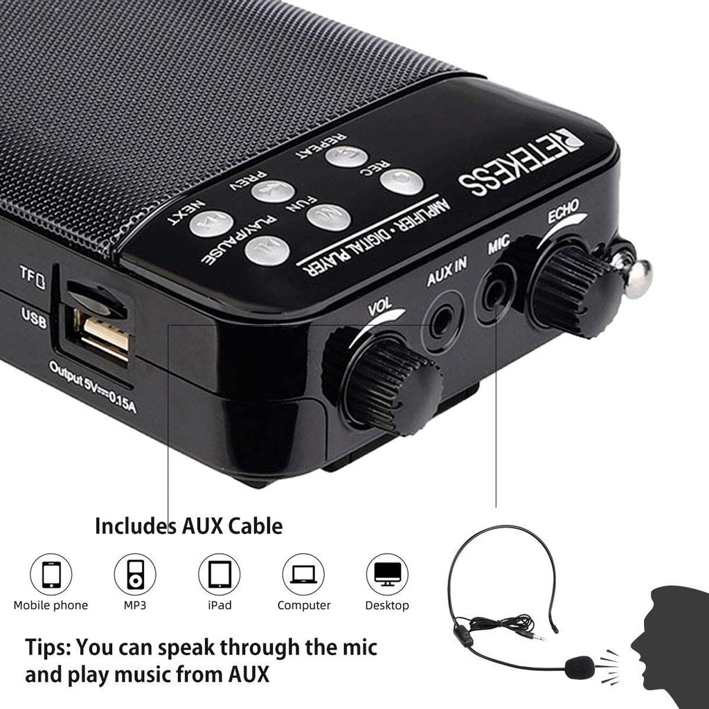 Hệ Thống Khuếch Đại Âm Thanh Không Dây Mini Retekess TR619 PA TT123 TR503 2.4G Kèm Mic Dùng Cho Giảng Dạy