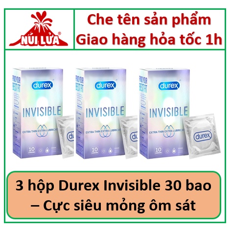 [COMBO] 3 hộp Bao Cao Su ÔM SÁT SIÊU MỎNG Durex Invisible - 30 cái