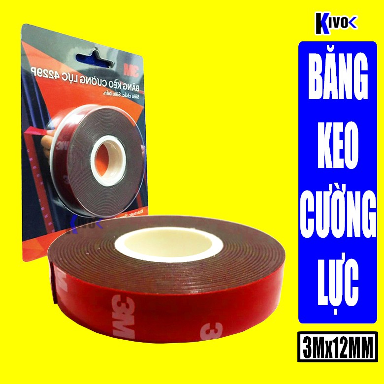 Keo Dán 2 Mặt 3M Cường Lực Siêu Dính 4229P - Băng Keo Chịu Nhiệt Chịu Lực Dán Bề Mặt Nhựa PVC ABS Inox Nhôm Gỗ Gốm -Kivo