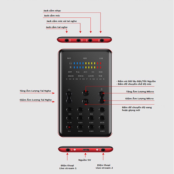 Sound Card Mobile K600 Auto Tune Live Stream - Thiết Bị Hát Live Stream Sound Card Mobile K600 Auto Tune