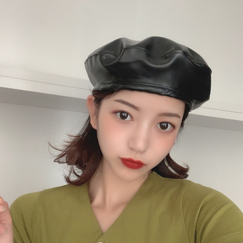 Mũ Beret Da PU Phong Cách Thời Trang Vintage Dành Cho Nữ