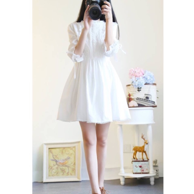 Đầm trắng dự tiệc ren thêu | BigBuy360 - bigbuy360.vn